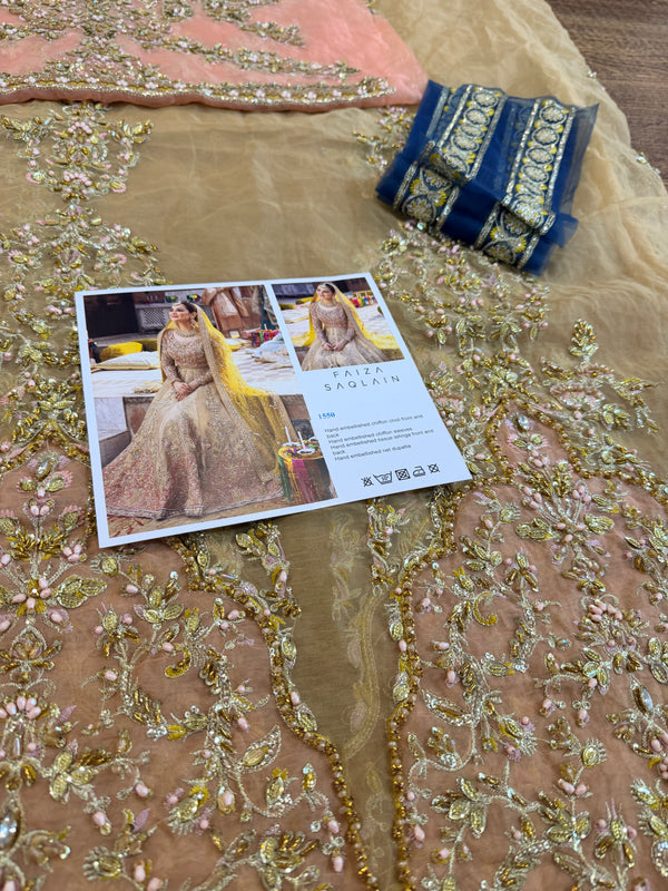 Faiza Saqlain yellow pink wedding edition