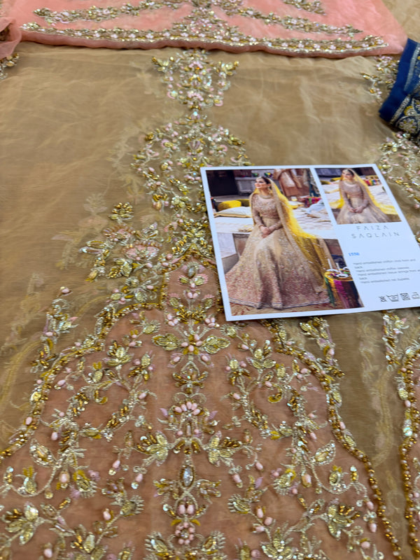 Faiza Saqlain yellow pink wedding edition