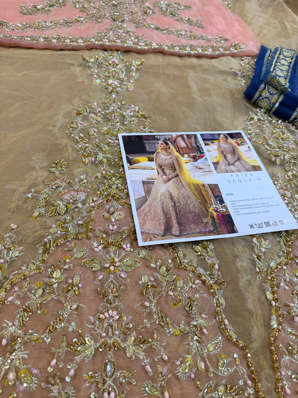 Faiza Saqlain yellow pink wedding edition