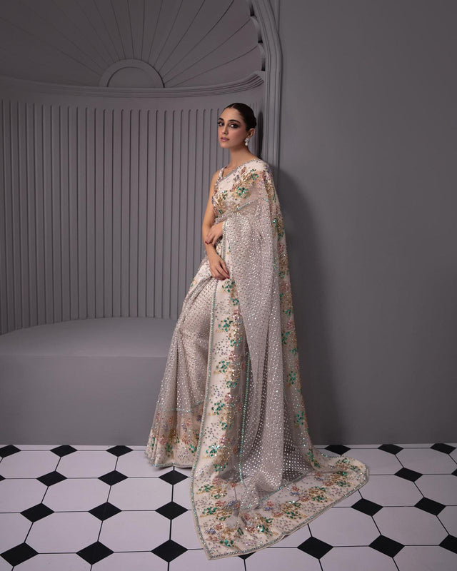 Muse white saree wedding edition