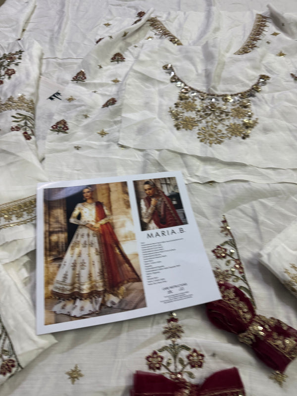 Maria B sateen white red wedding edition