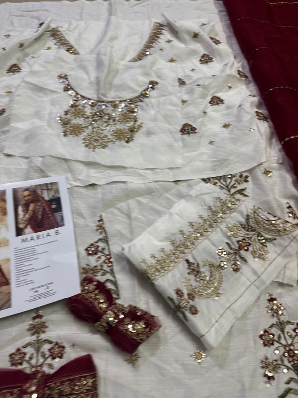 Maria B sateen white red wedding edition