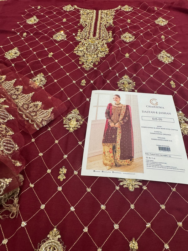 Charizma red chiffon wedding edition