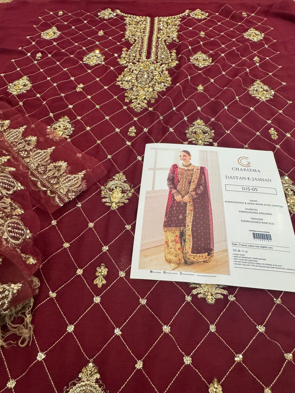 Charizma red chiffon wedding edition