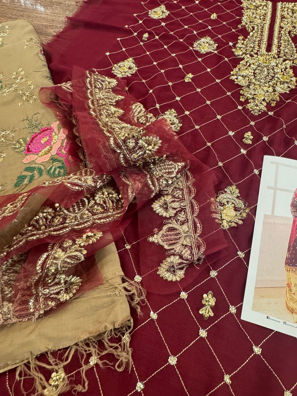 Charizma red chiffon wedding edition