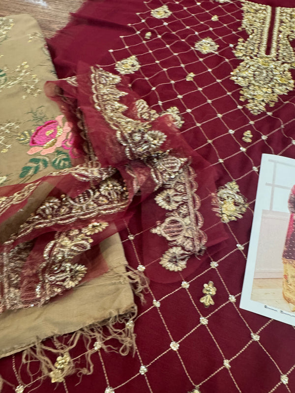 Charizma red chiffon wedding edition