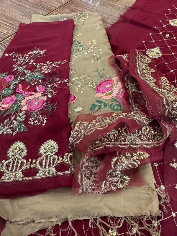 Charizma red chiffon wedding edition