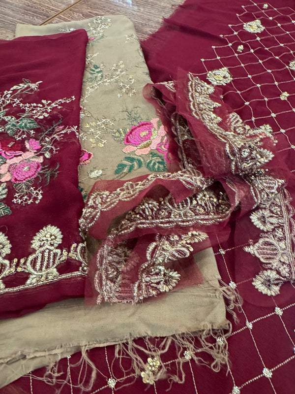 Charizma red chiffon wedding edition