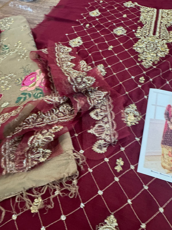 Charizma red chiffon wedding edition