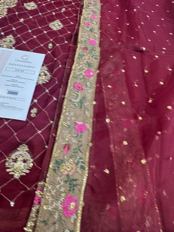 Charizma red chiffon wedding edition