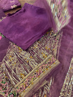 Fahad Hussain lilac purple chiffon bridal edition