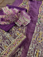 Fahad Hussain lilac purple chiffon bridal edition