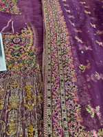 Fahad Hussain lilac purple chiffon bridal edition