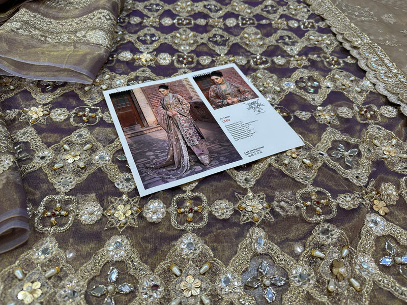 Mohsin Naveed Ranjha lilac bridal chiffon