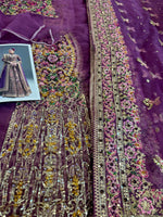 Fahad Hussain lilac purple chiffon bridal edition