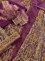 Fahad Hussain lilac purple chiffon bridal edition