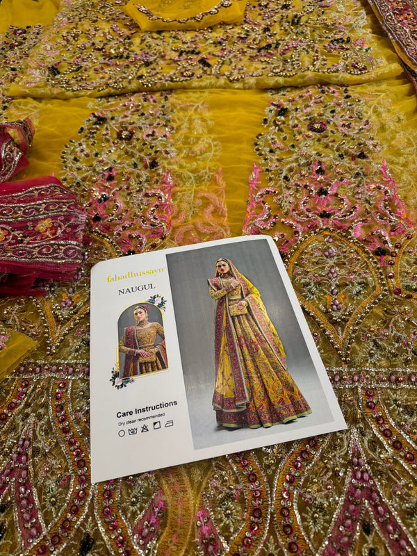 Fahad Hussain mustard yellow coture