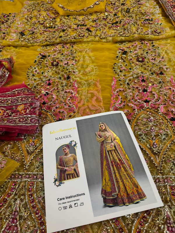 Fahad Hussain mustard yellow coture