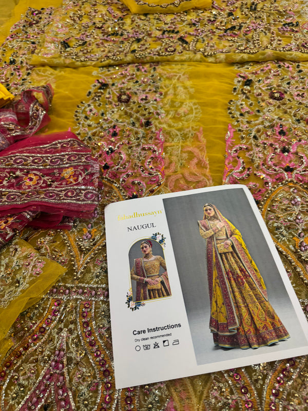 Fahad Hussain mustard yellow coture