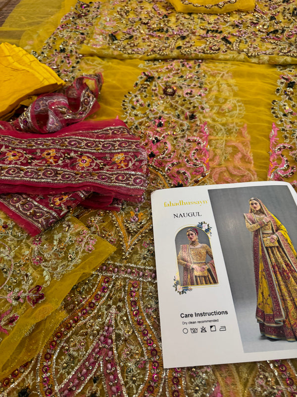 Fahad Hussain mustard yellow coture