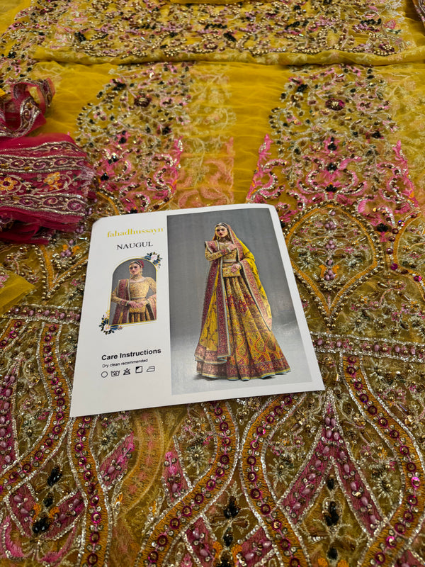 Fahad Hussain mustard yellow coture