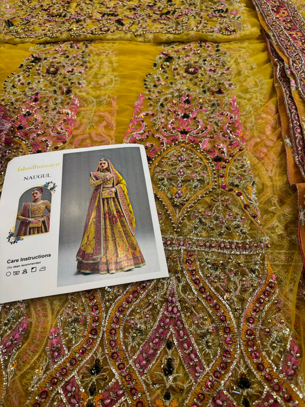 Fahad Hussain mustard yellow coture