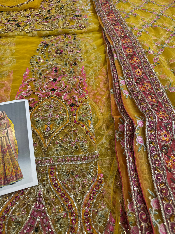 Fahad Hussain mustard yellow coture