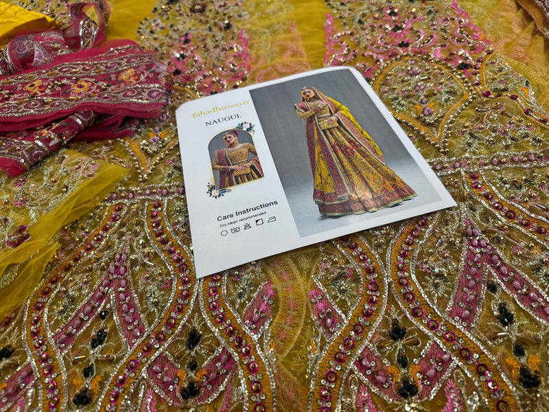 Fahad Hussain mustard yellow coture