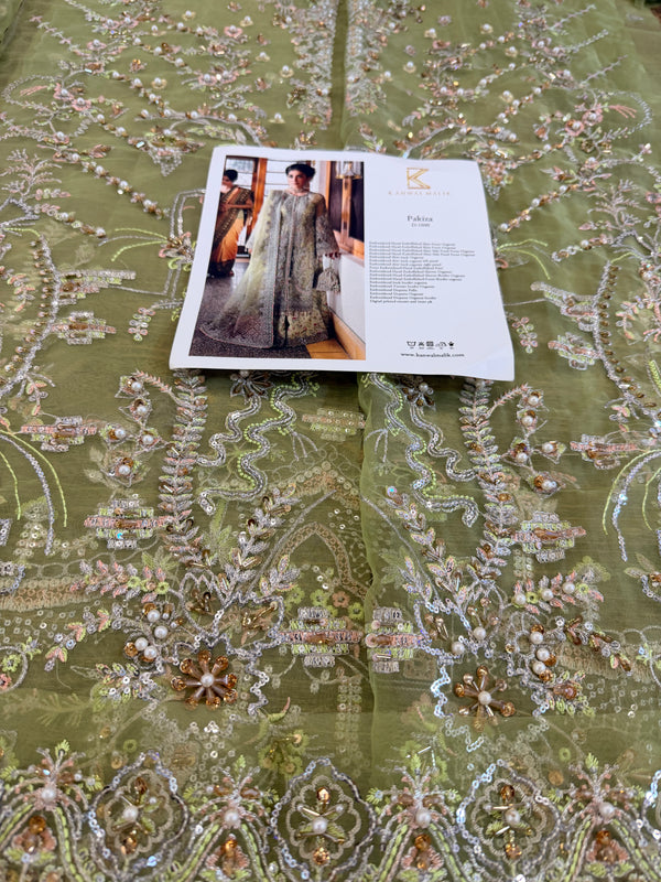 Kanwal Malik parrot pista chiffon wedding edition