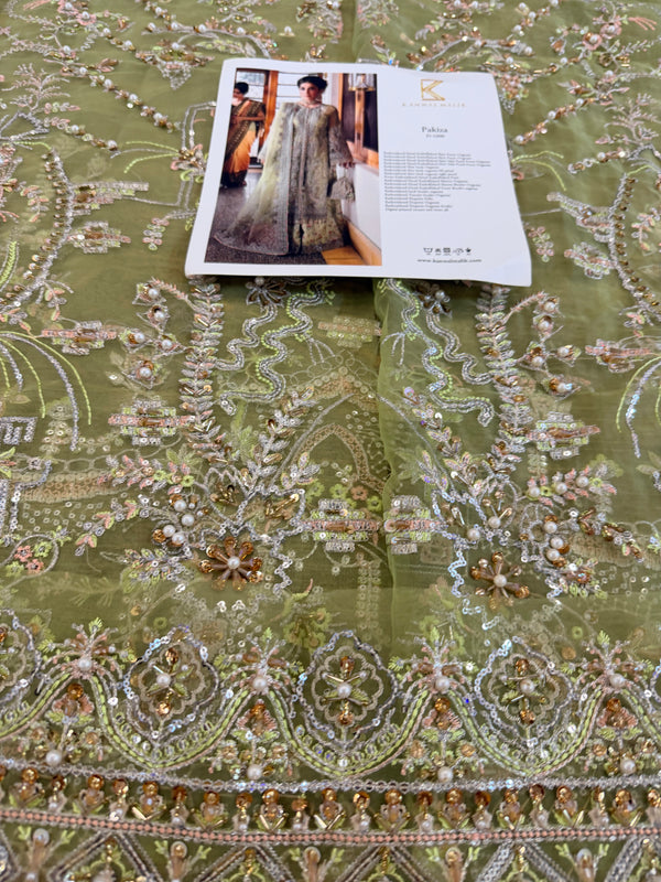 Kanwal Malik parrot pista chiffon wedding edition