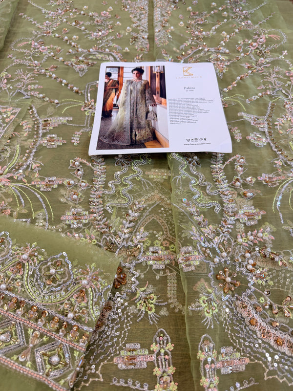 Kanwal Malik parrot pista chiffon wedding edition