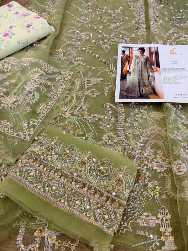 Kanwal Malik parrot pista chiffon wedding edition