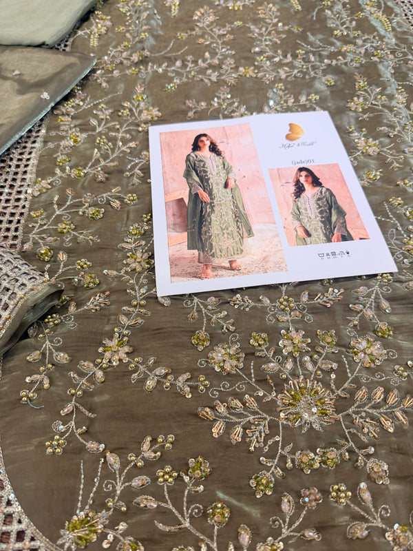 Hafsa malik olive green wedding edition