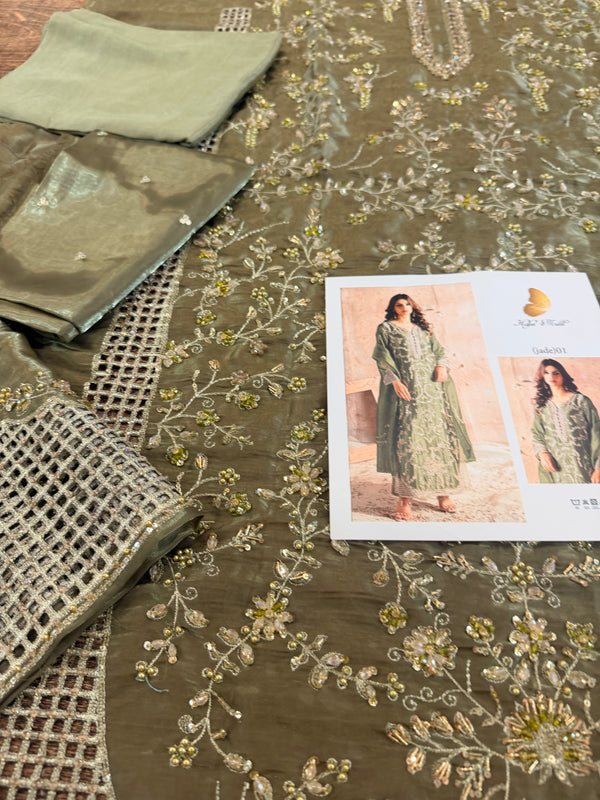 Hafsa malik olive green wedding edition