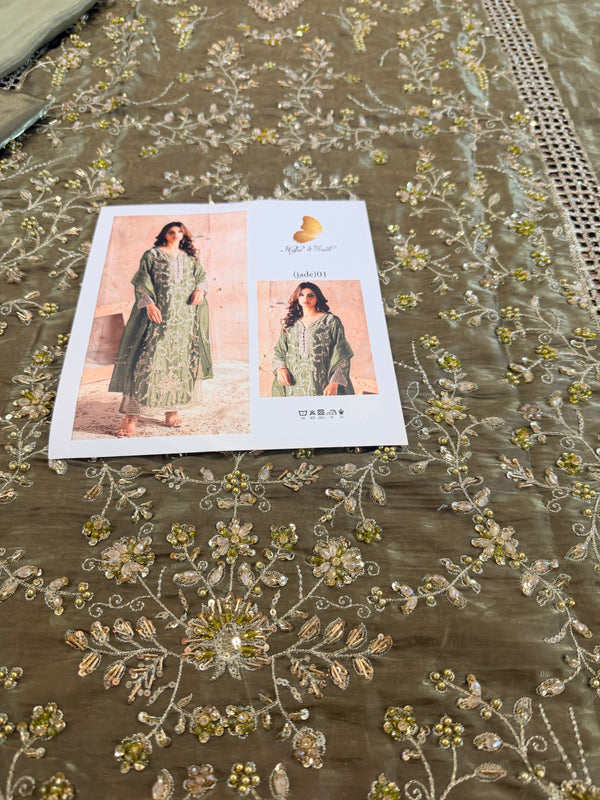 Hafsa malik olive green wedding edition