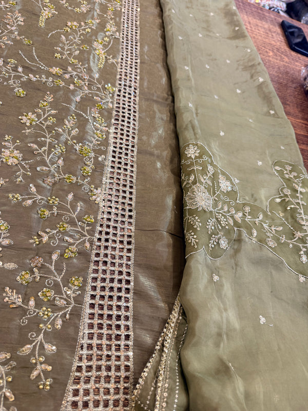 Hafsa malik olive green wedding edition