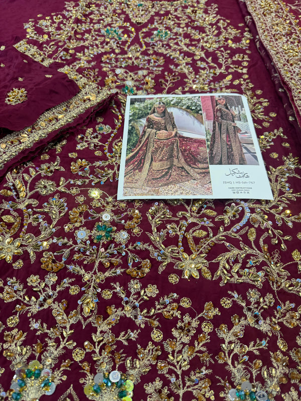 Haris shakeel red bridal chiffon collection