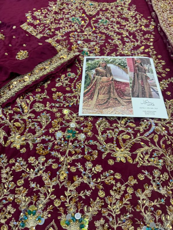 Haris shakeel red bridal chiffon collection