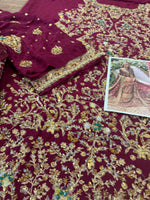 Haris shakeel red bridal chiffon collection