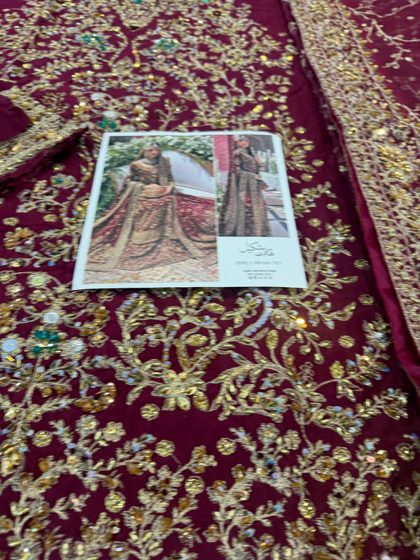 Haris shakeel red bridal chiffon collection