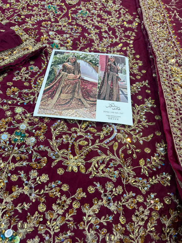 Haris shakeel red bridal chiffon collection