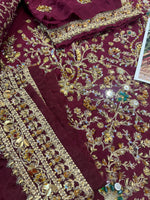 Haris shakeel red bridal chiffon collection
