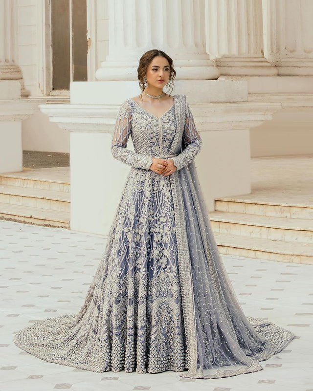 Erum khan ice blue bridal maxy