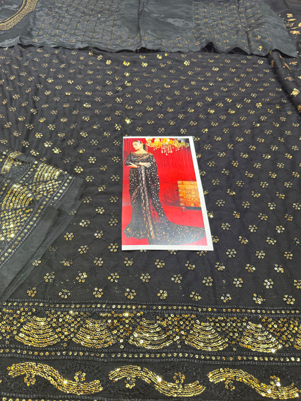 Asim jofa saree black wedding edition