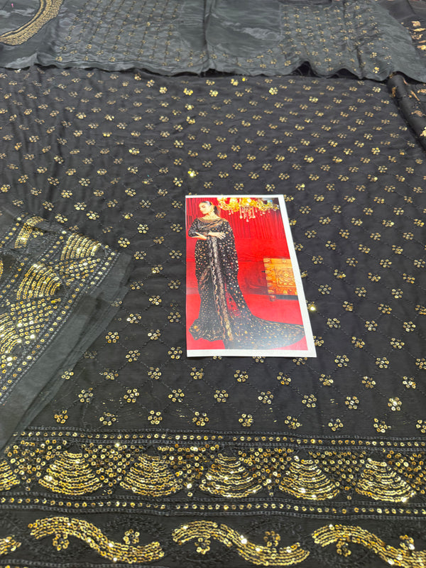 Asim jofa saree black wedding edition