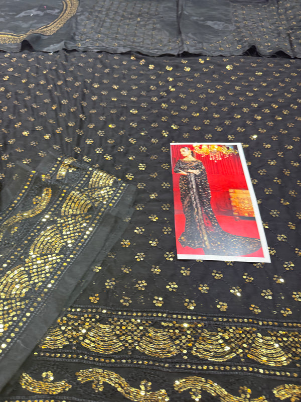 Asim jofa saree black wedding edition