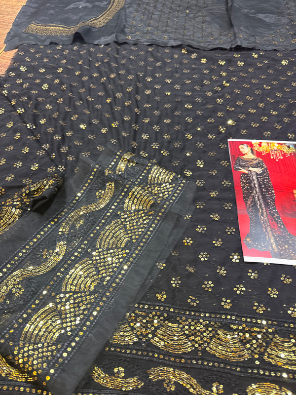 Asim jofa saree black wedding edition