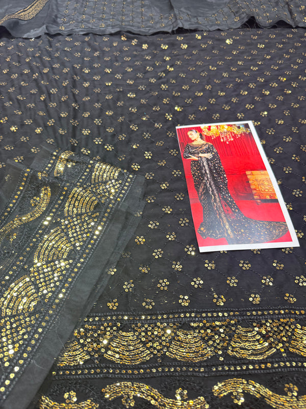 Asim jofa saree black wedding edition