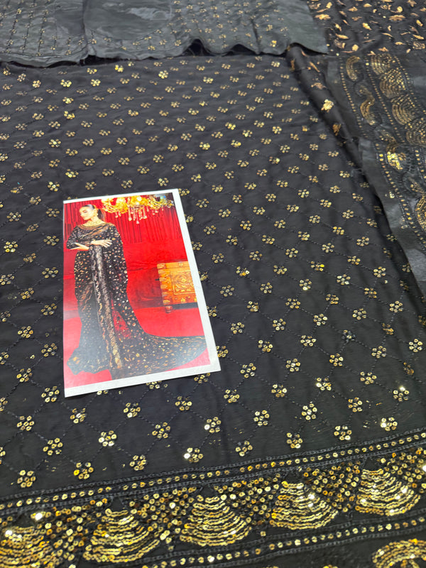 Asim jofa saree black wedding edition