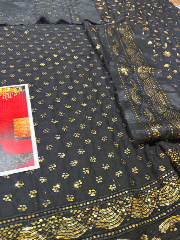 Asim jofa saree black wedding edition